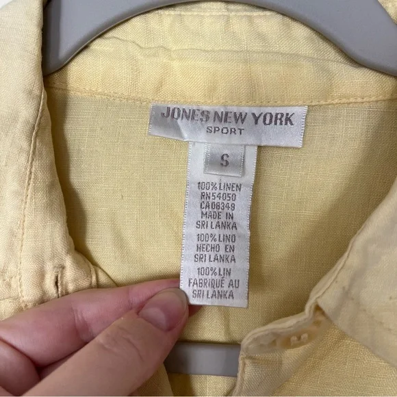 Vintage 90s Linen Yellow Button-Up Shirt - Picture 4 of 6